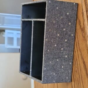 Clementine Denim Polka Dots Office Organizer Desk Caddy - blue gray & silver